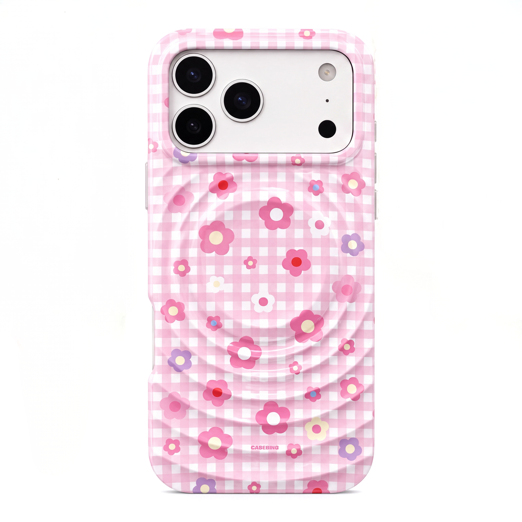 Floral Gingham & Sparkling Daisy Grip MagSafe Phone Case