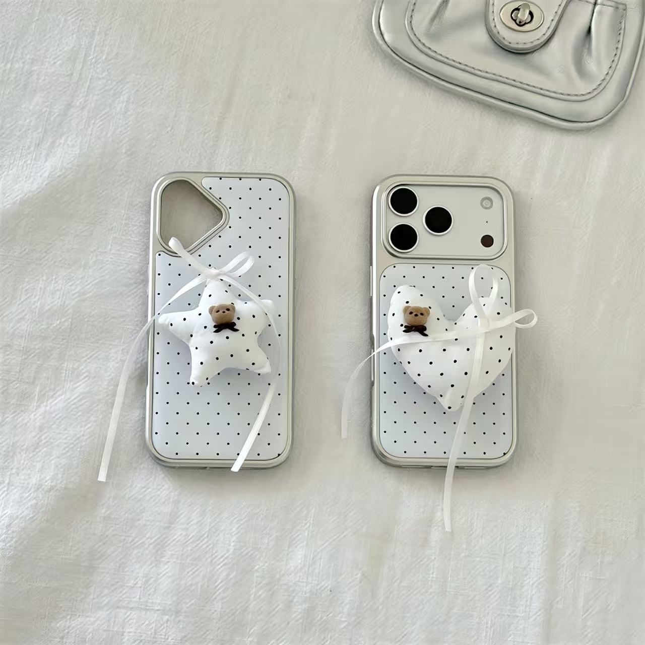 White Polka Dot Teddy Ribbon Phone Case White Polka Dot Teddy Ribbon Phone Case