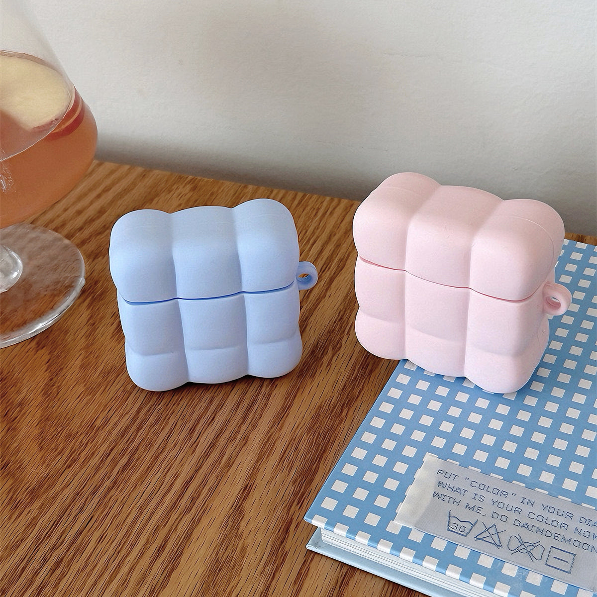 3D Pastel Puffy Cloud with Bubble Grid AirPods Case