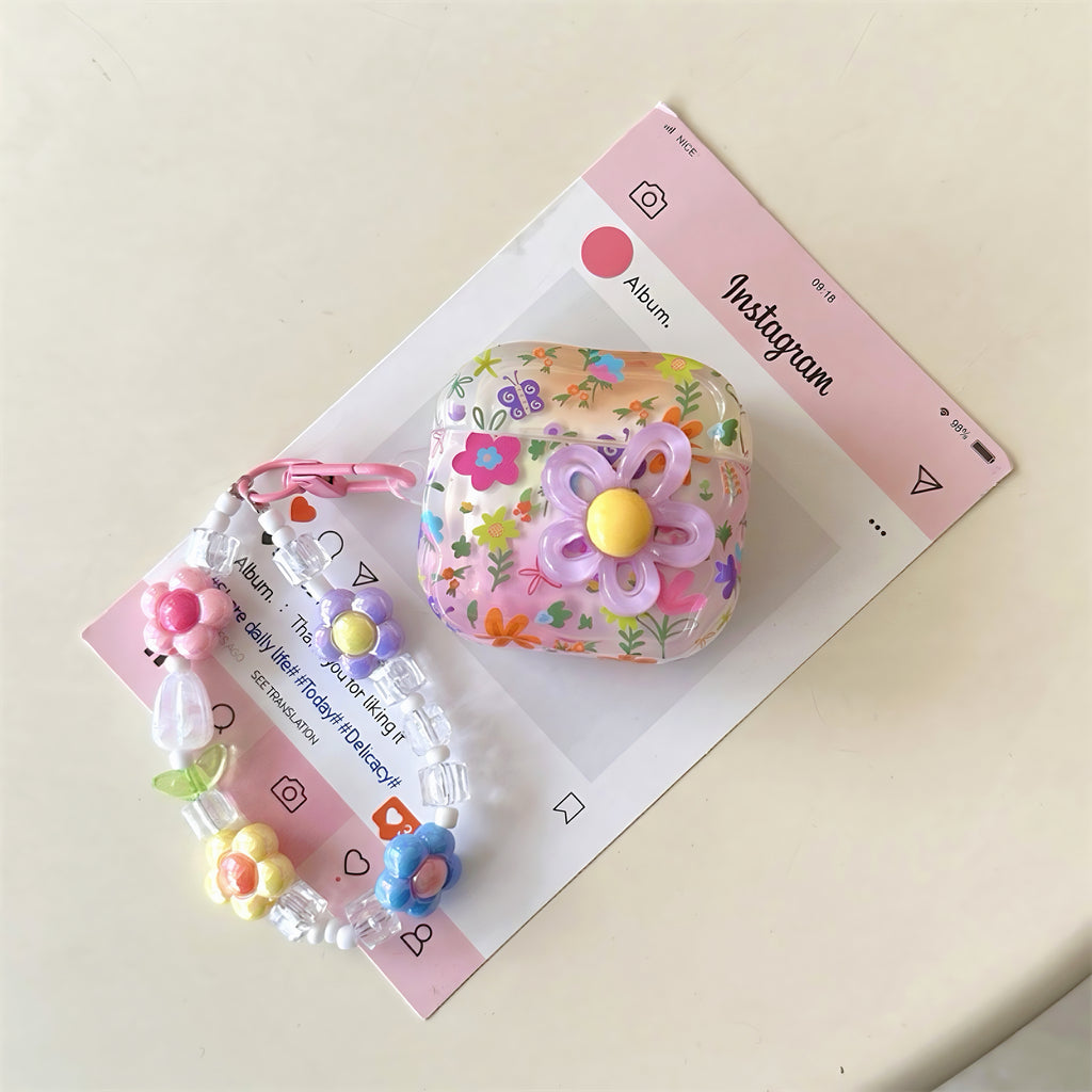 Floral & Butterfly AirPods Case with 3D Flower