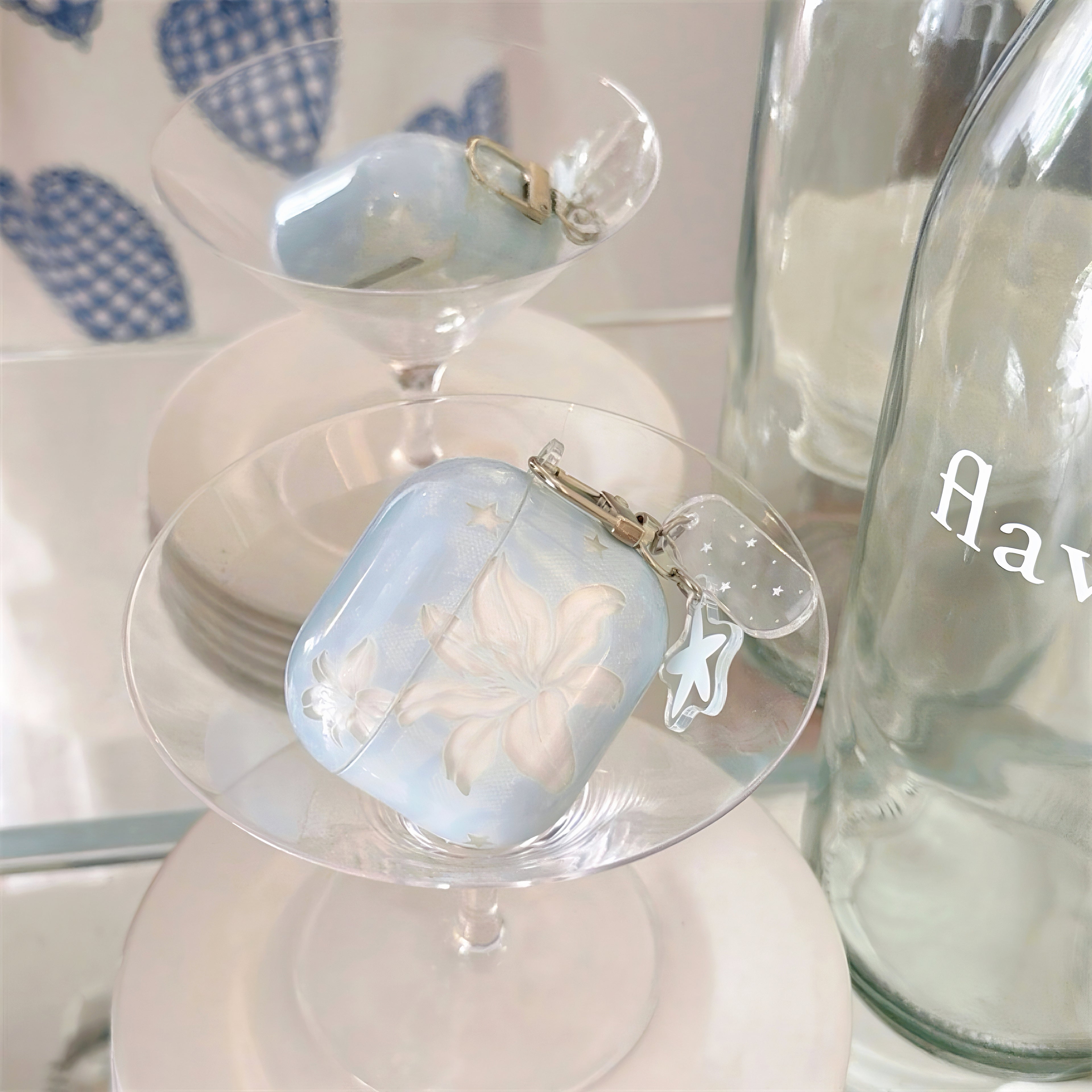 Aesthetic Watercolor Blue Lily AirPods Case