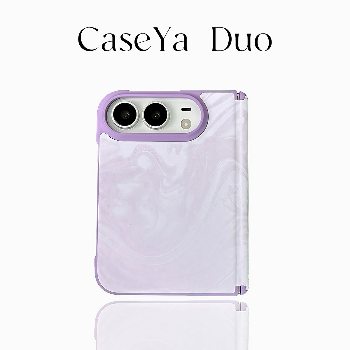 Aesthetic Marble iPhone Duo MagSafe Case | Rose Pink & Lavender Purple