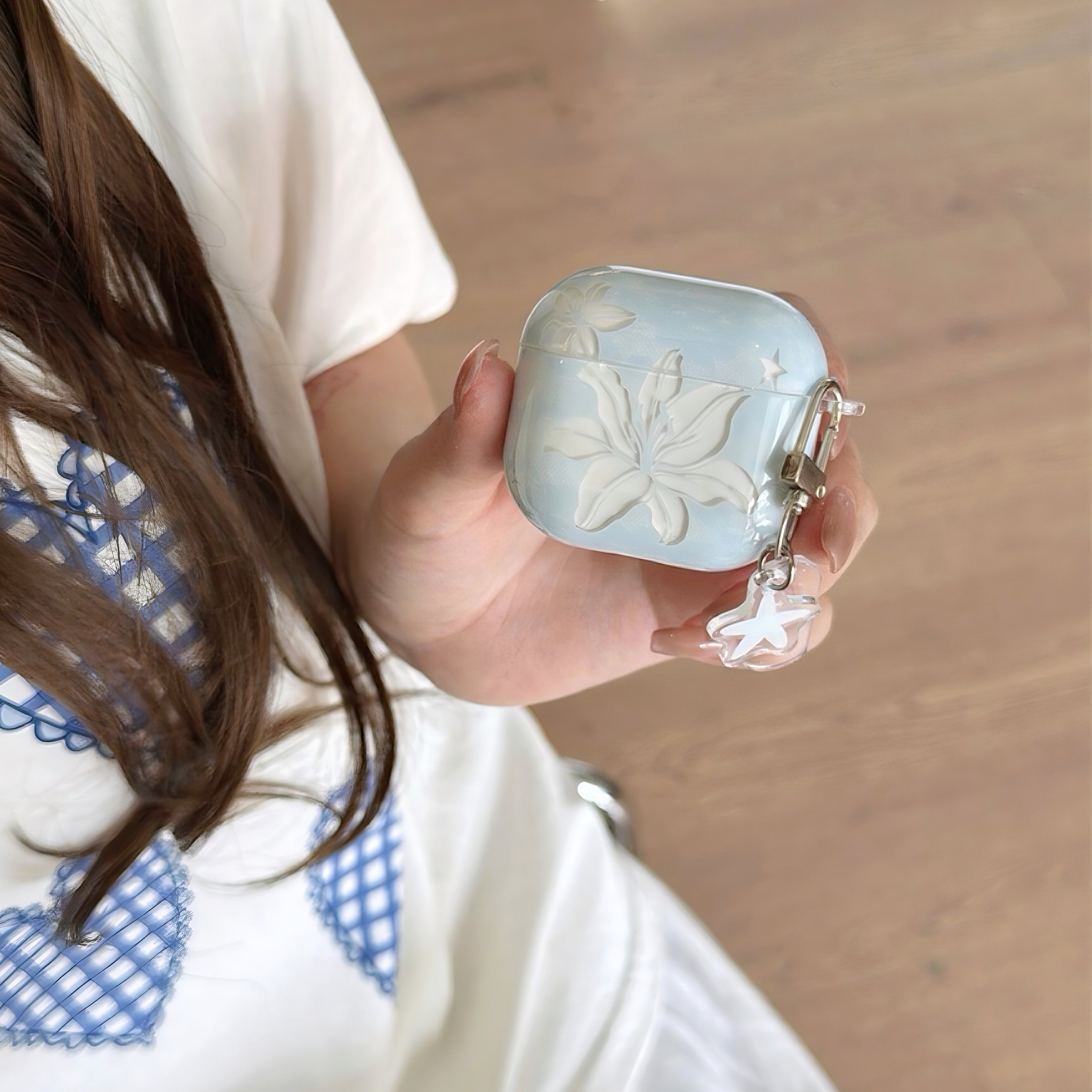 Aesthetic Watercolor Blue Lily AirPods Case