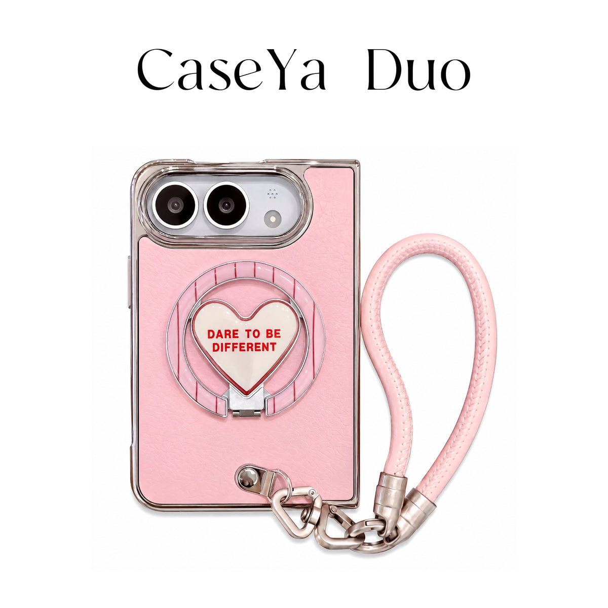 Love Heart Kickstand iPhone Duo MagSafe Case | Dreamy White & Soft Pink