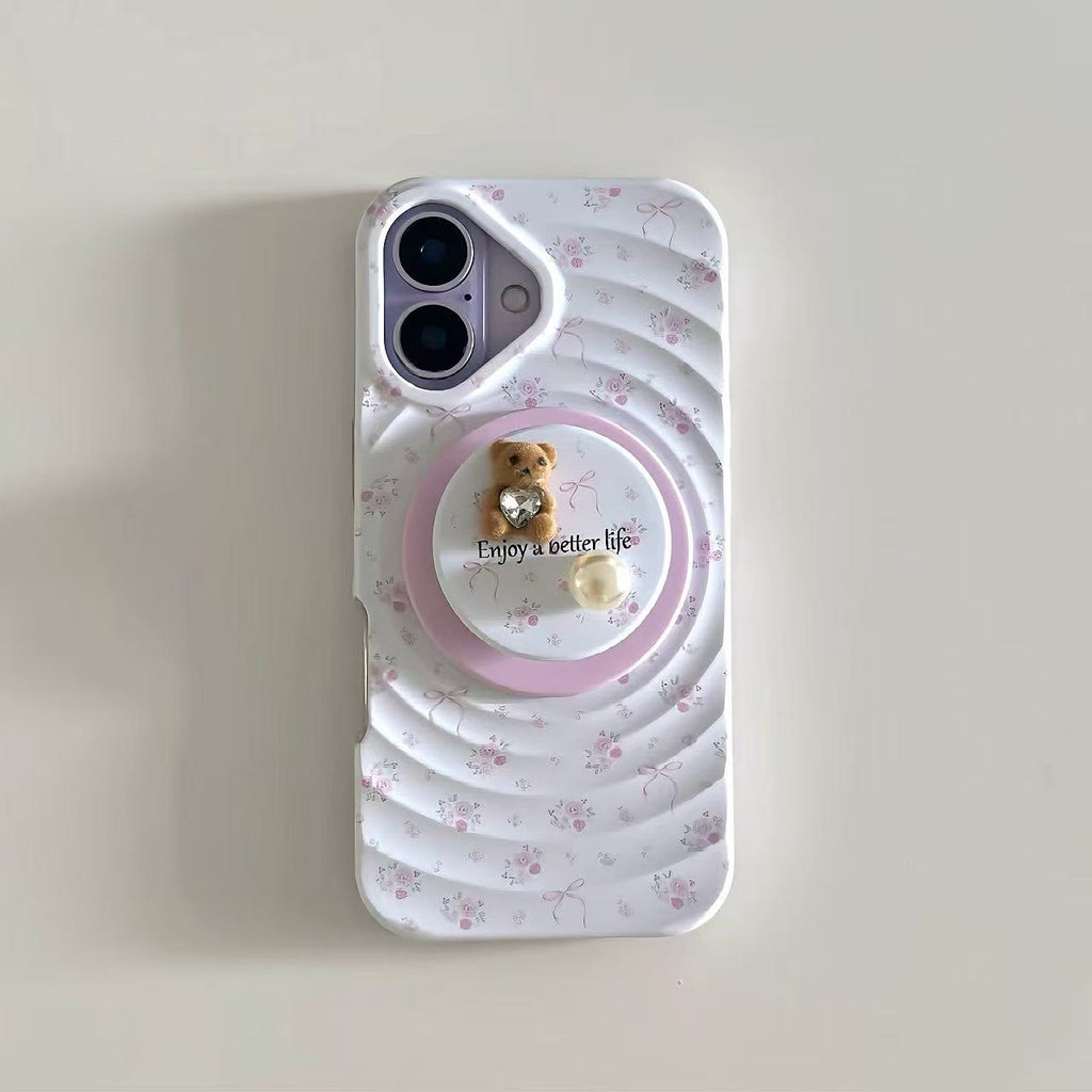 3D Ripple & Pearl Bear MagSafe Phone Case