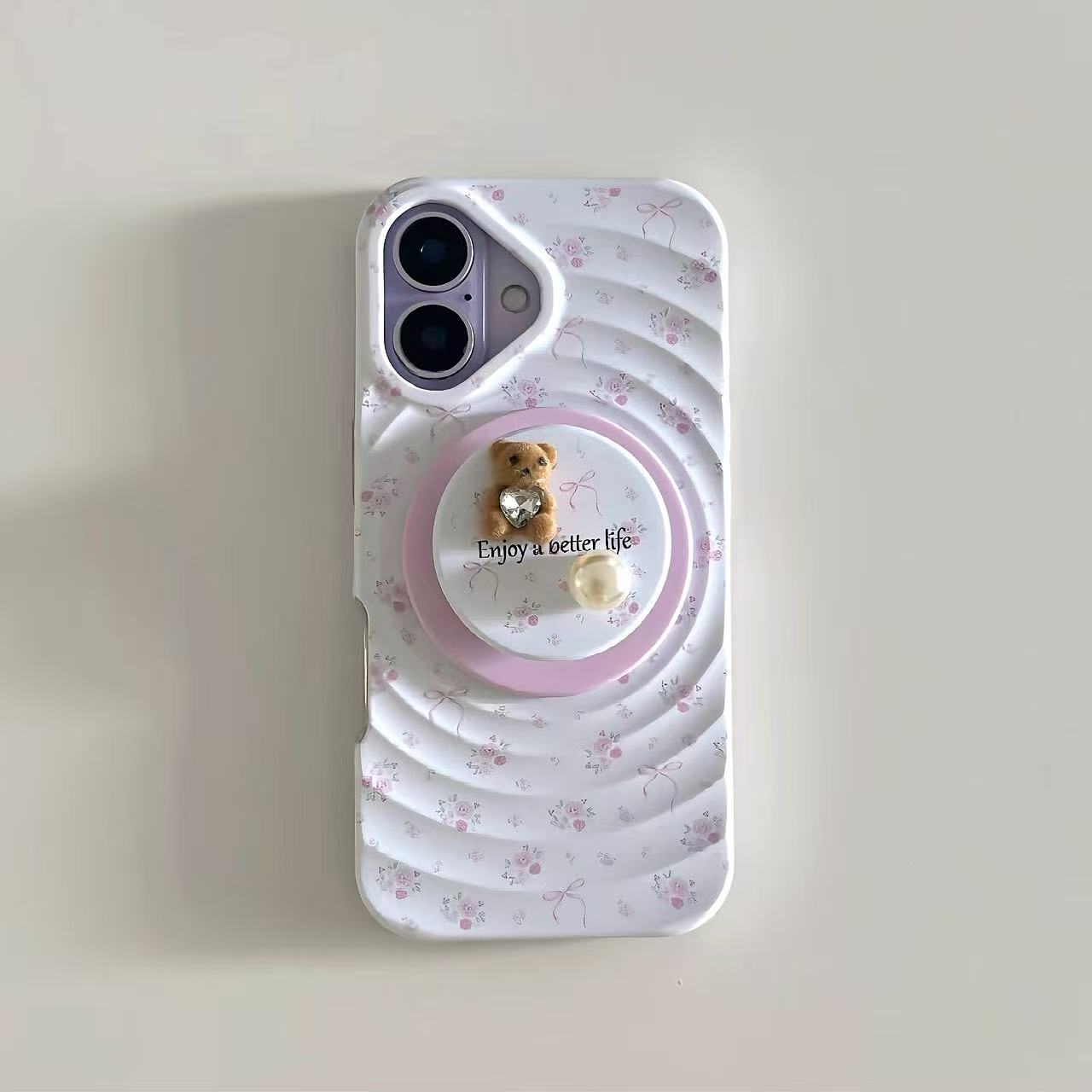 3D Ripple & Pearl Bear MagSafe Phone Case
