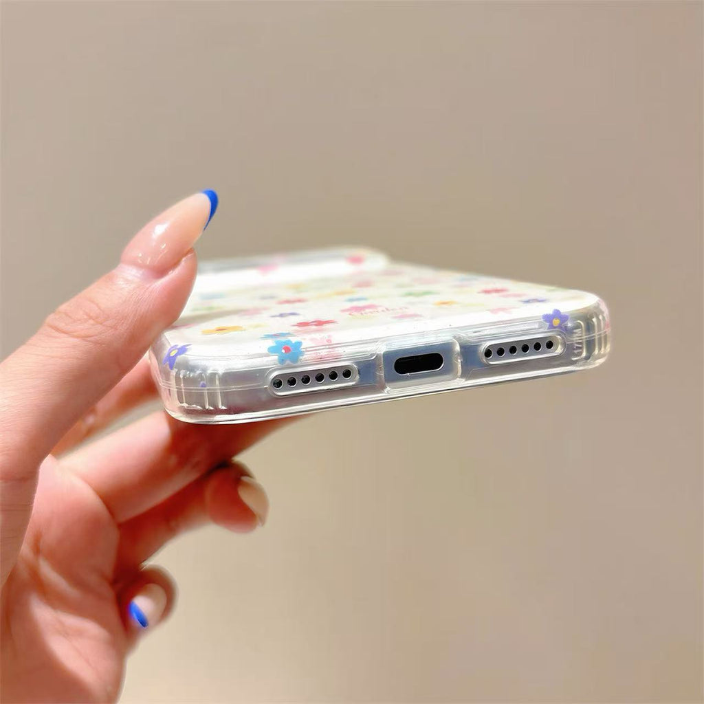 Cute Colorful Floral Clear Phone Case