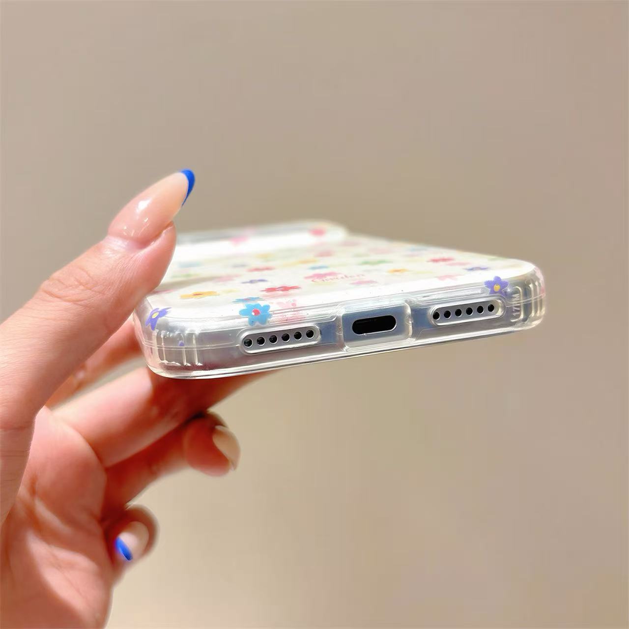 Cute Colorful Floral Clear Phone Case