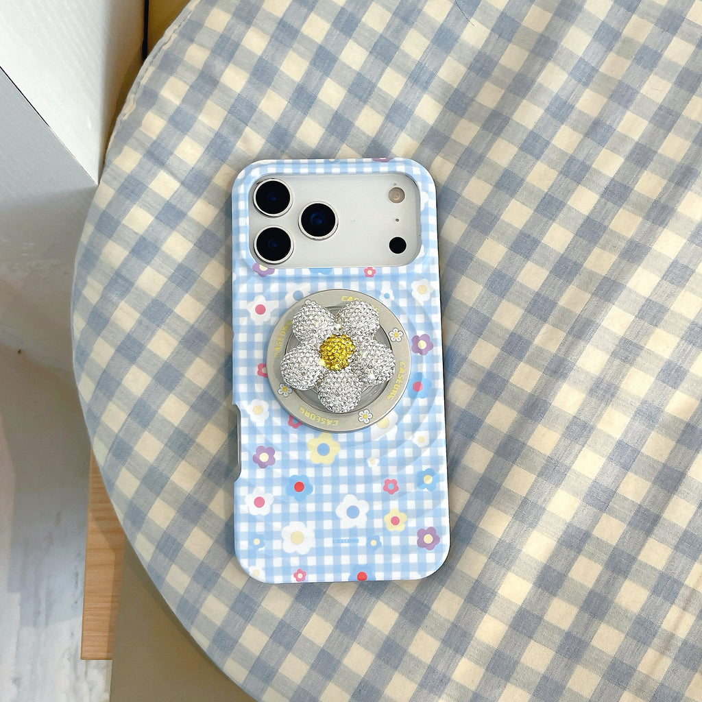 Floral Gingham & Sparkling Daisy Grip MagSafe Phone Case