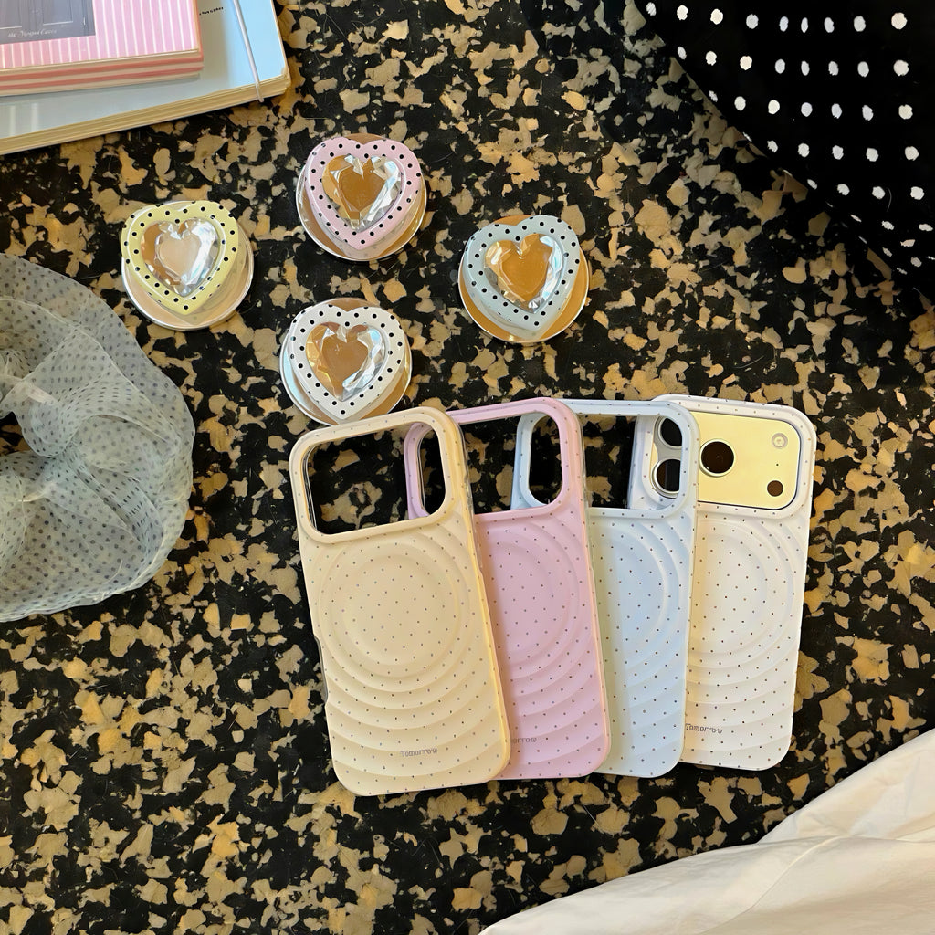 3D Ripple & Sparkling Diamond Heart MagSafe Phone Case