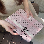 Coquette Ribbon & Polka Dot Pink iPad Case with Pencil Holder