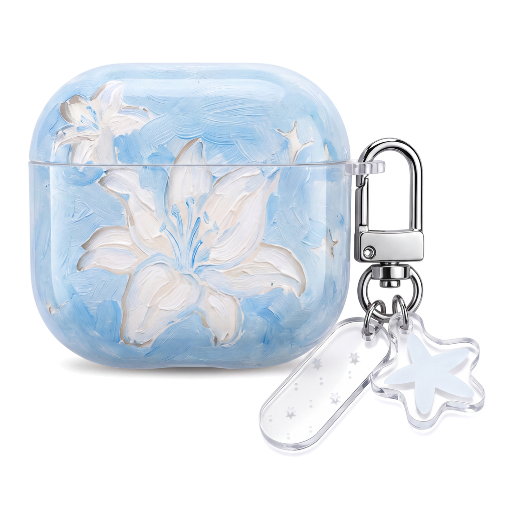 Aesthetic Watercolor Blue Lily AirPods Case