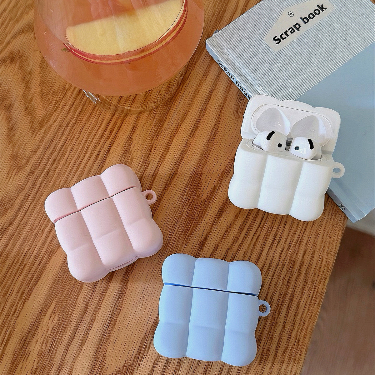 3D Pastel Puffy Cloud with Bubble Grid AirPods Case