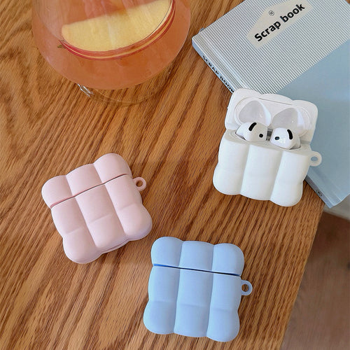 3D Pastel Puffy Cloud with Bubble Grid AirPods Case