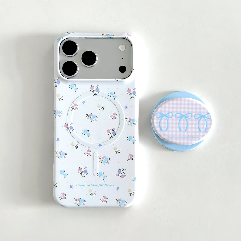 Pastel Blue & Pink Floral MagSafe Phone Case
