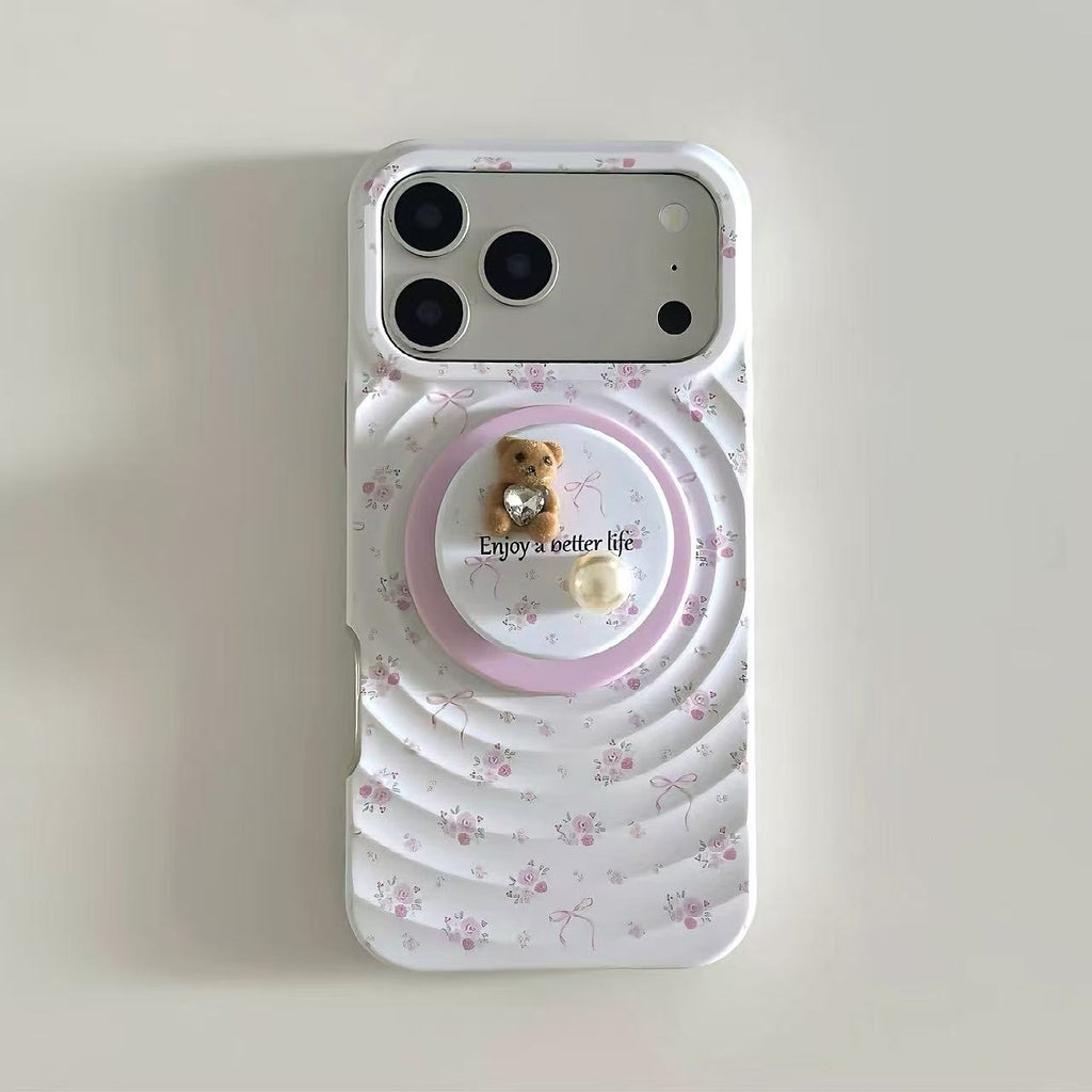 3D Ripple & Pearl Bear MagSafe Phone Case