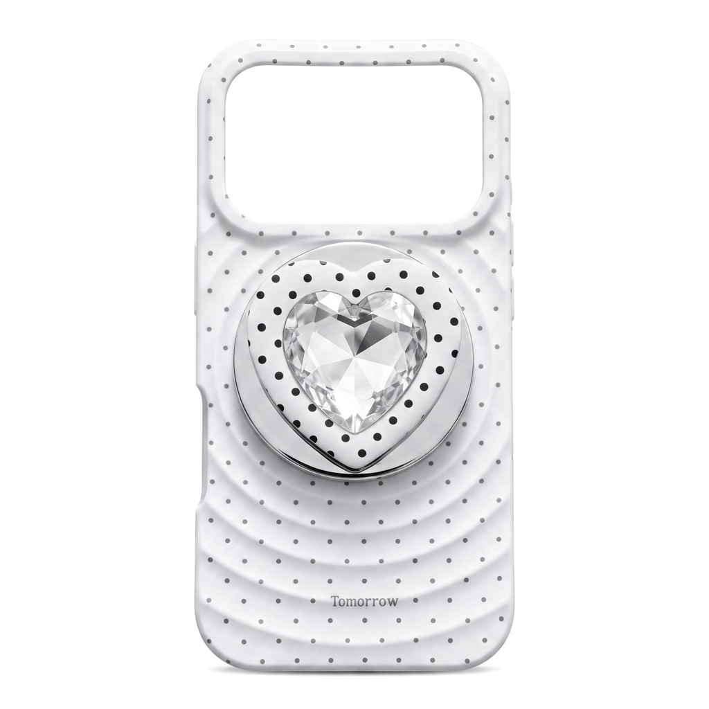 3D Ripple & Sparkling Diamond Heart MagSafe Phone Case