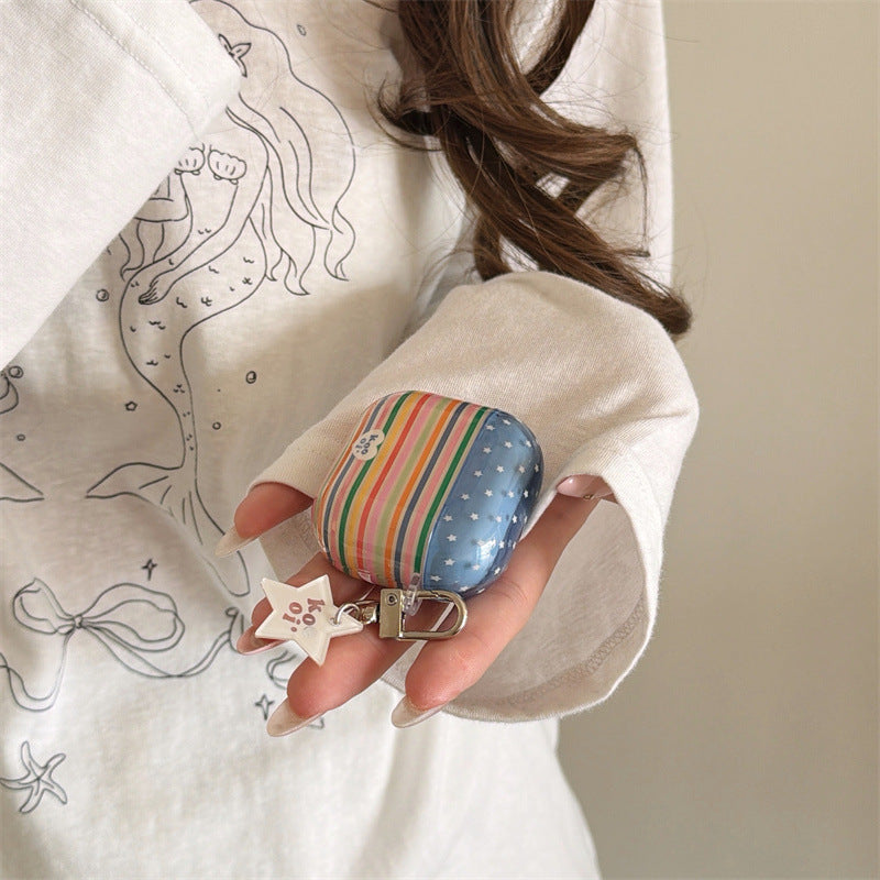 Korean Style Rainbow Stripe AirPods Case