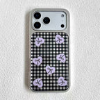 Black Gingham & Purple Heart Phone Case