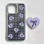 Black Gingham & Purple Heart Phone Case