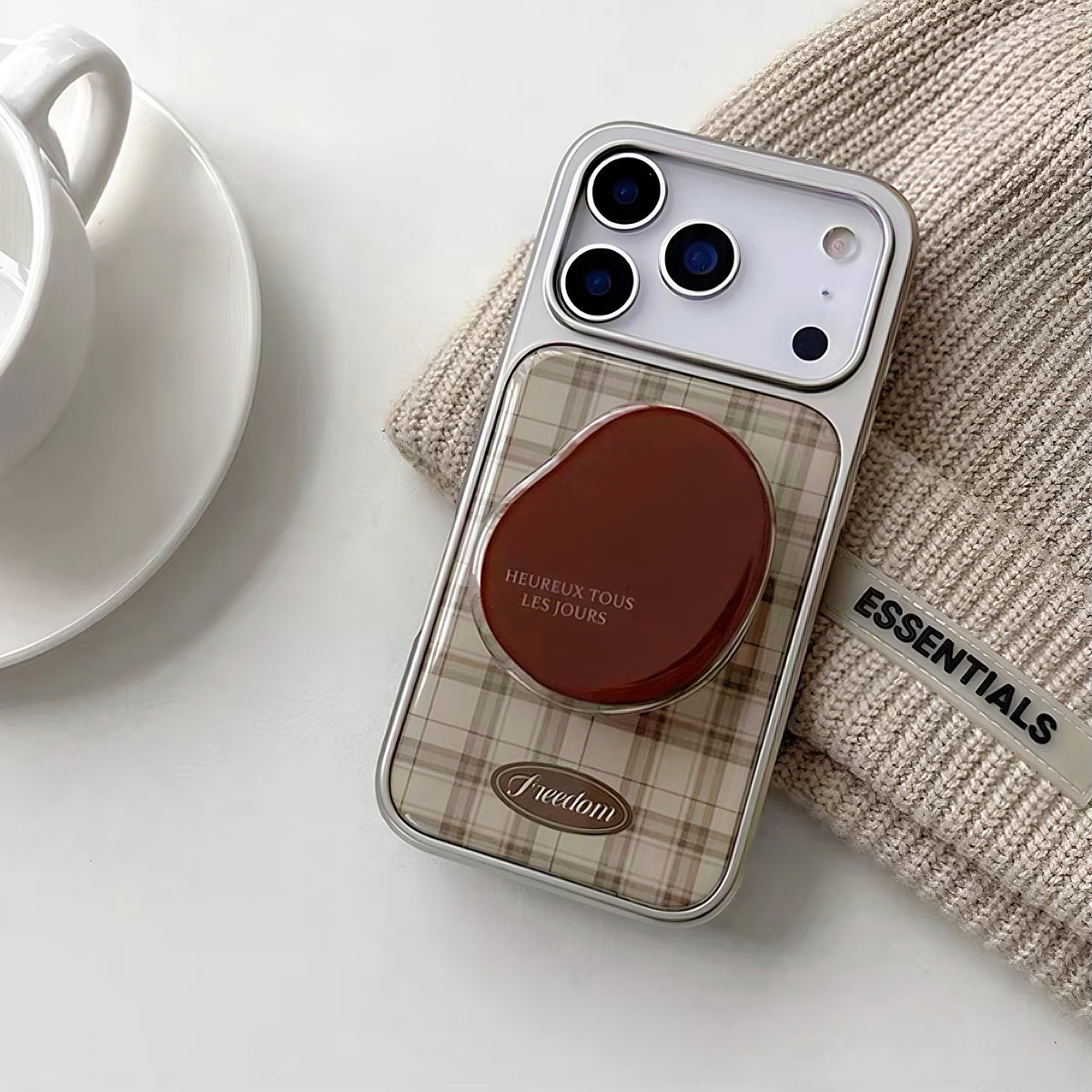Coffee Brown Checkered  Phone Case