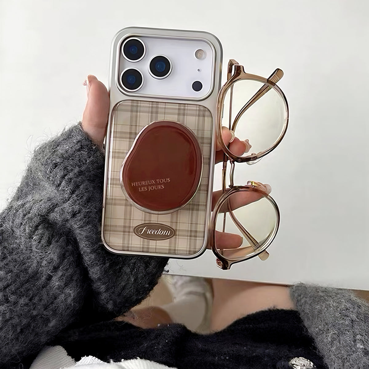 Coffee Brown Checkered  Phone Case