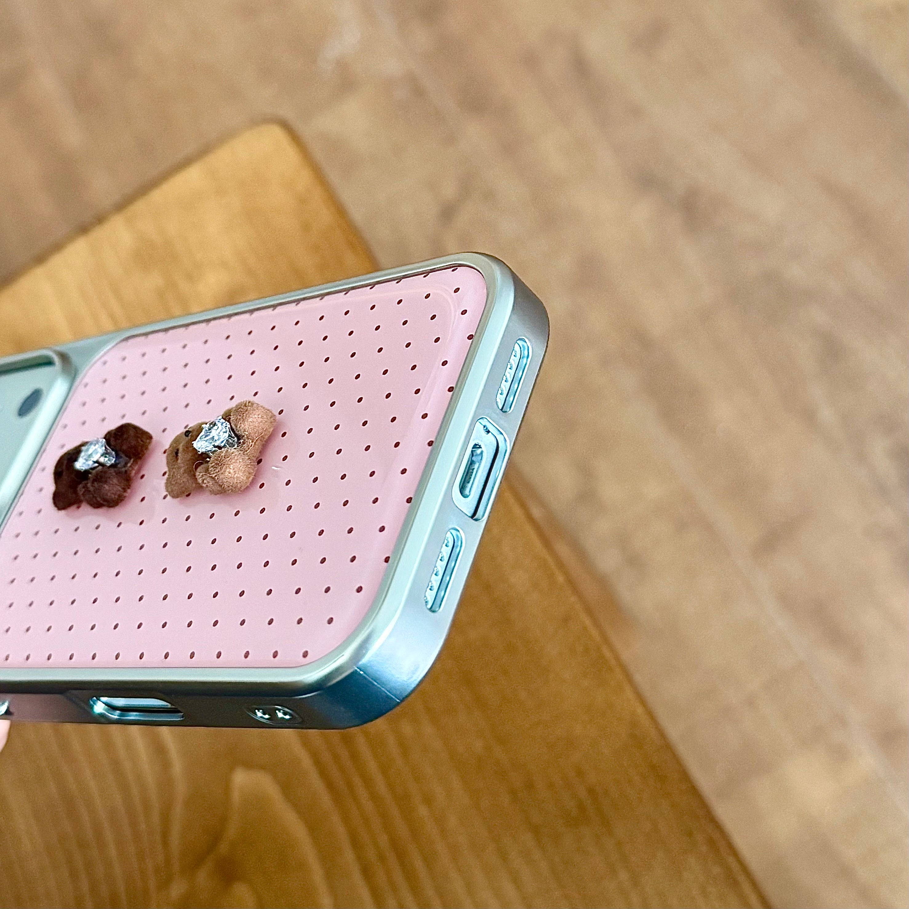 Pink Polka Dot Phone Case | Teddy Bear & Bow