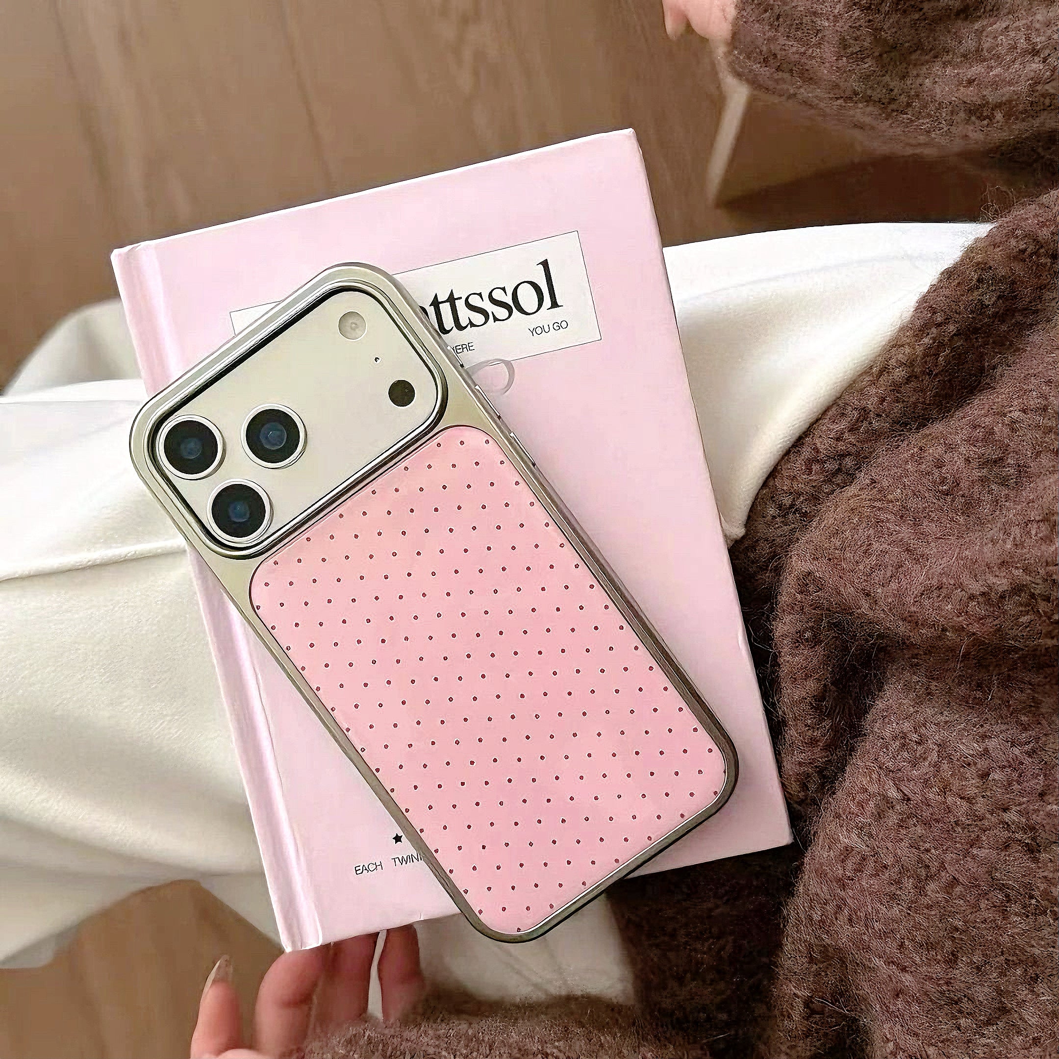 Pink Polka Dot Phone Case | Teddy Bear & Bow