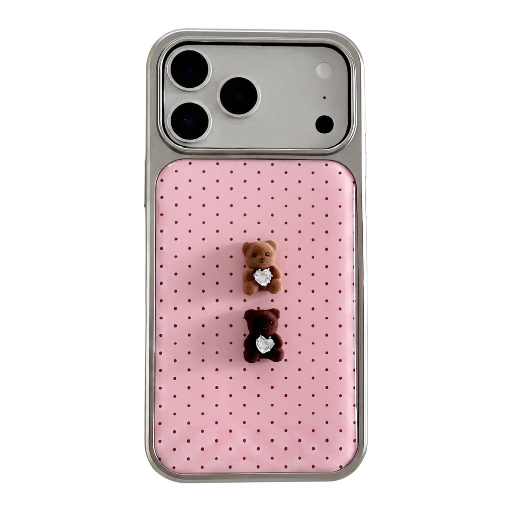 Pink Polka Dot Phone Case | Teddy Bear & Bow