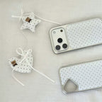 White Polka Dot Teddy Ribbon Phone Case | Heart & Star