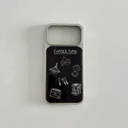 aesthetic black protective phone case printed with cute coffee elements.