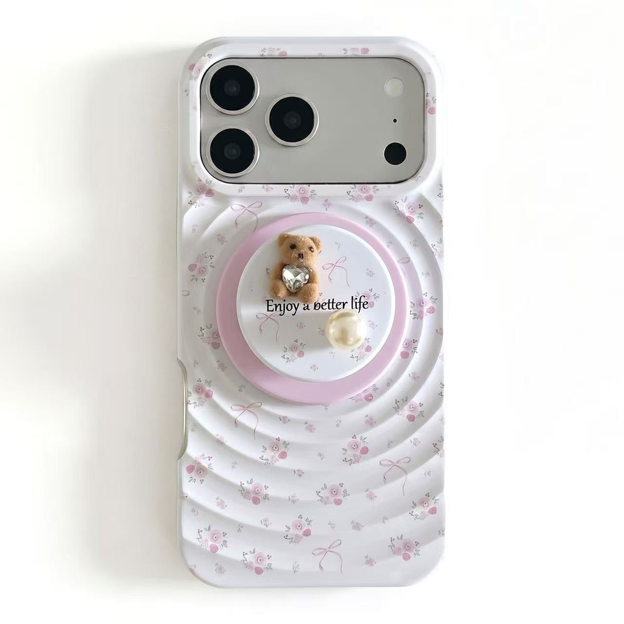 3D Ripple & Pearl Bear MagSafe Phone Case