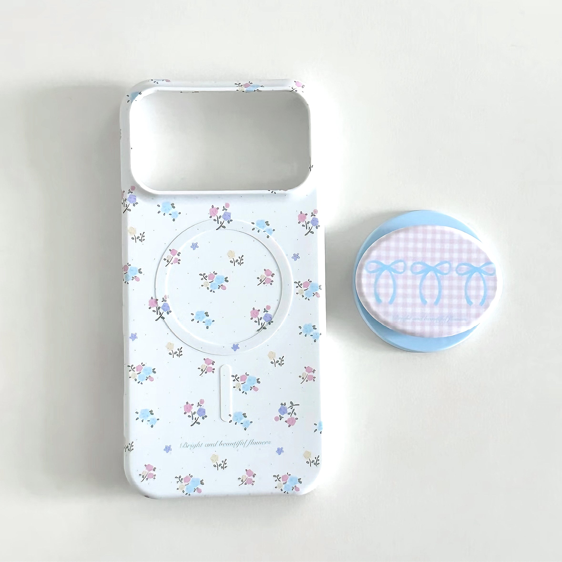 Pastel Blue & Pink Floral MagSafe Phone Case