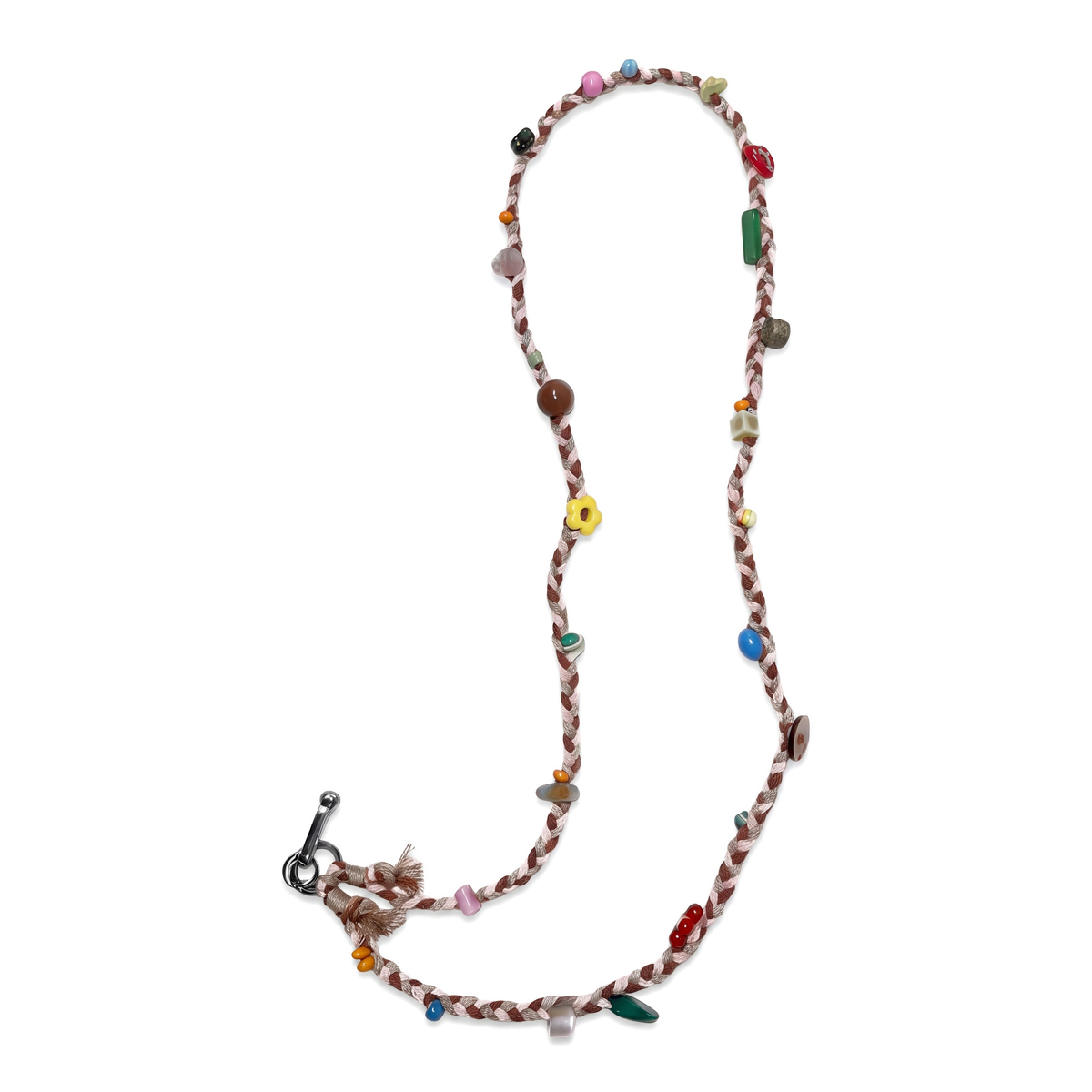 Boho Woven Crossbody Phone Strap with Crystal Stone & Daisy Beads