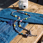 Y2K Denim Woven Crossbody Phone Strap with Fabric Star Charm
