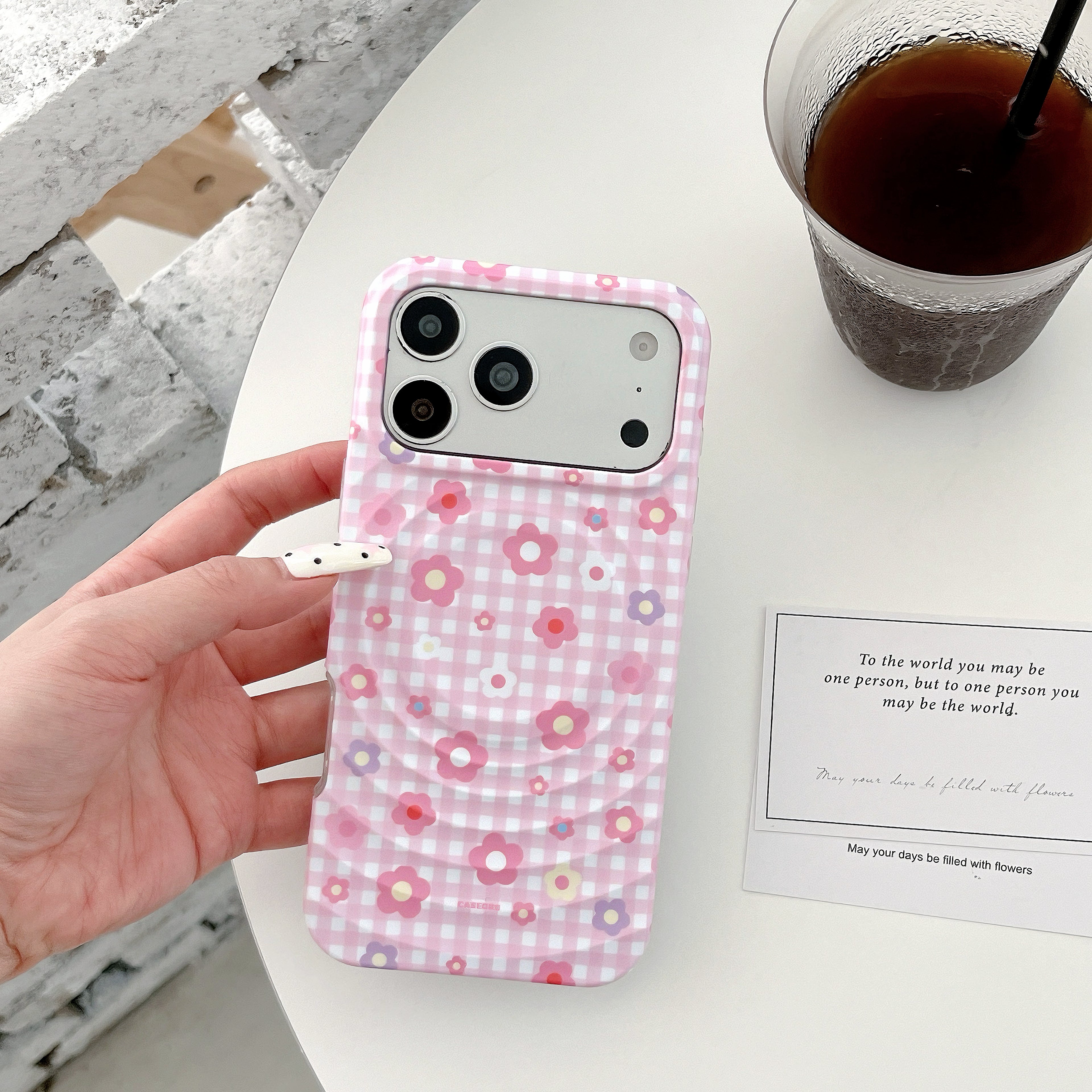 Floral Gingham & Sparkling Daisy Grip MagSafe Phone Case