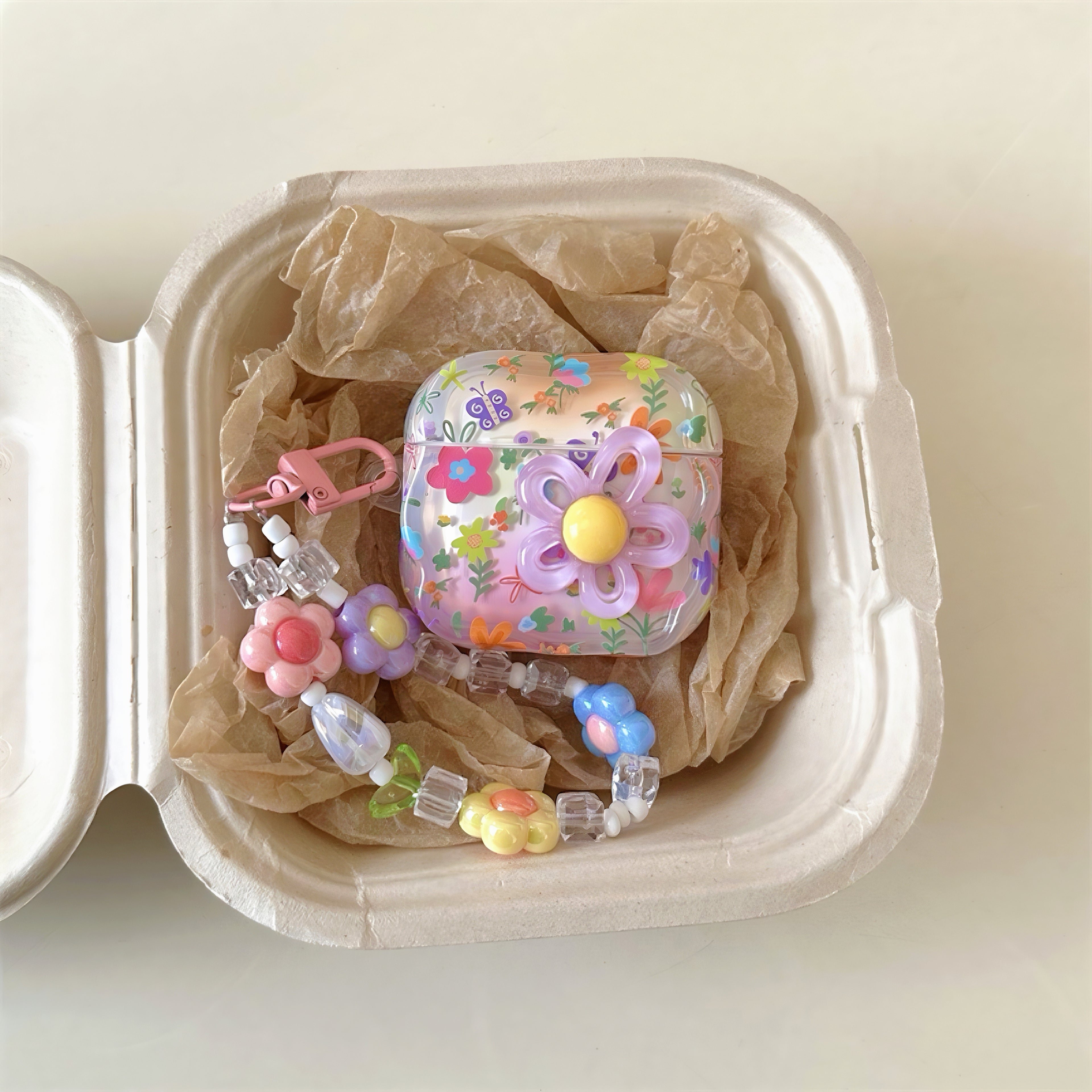 Floral & Butterfly AirPods Case with 3D Flower