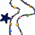 Y2K Denim Woven Crossbody Phone Strap with Fabric Star Charm