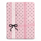 Coquette Ribbon & Polka Dot Pink iPad Case with Pencil Holder