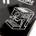 Retro minimalist line art illustration of an espresso coffee machine for phone cases.